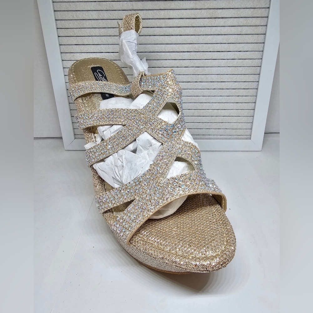 Cathy Din: Dahlia Wedges | Rhinestoned Straps- Blinged Out!!! NWT!! - Picture 7 of 12